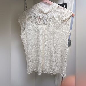 White Lace Blouse Shirt by Onyx in size XL.